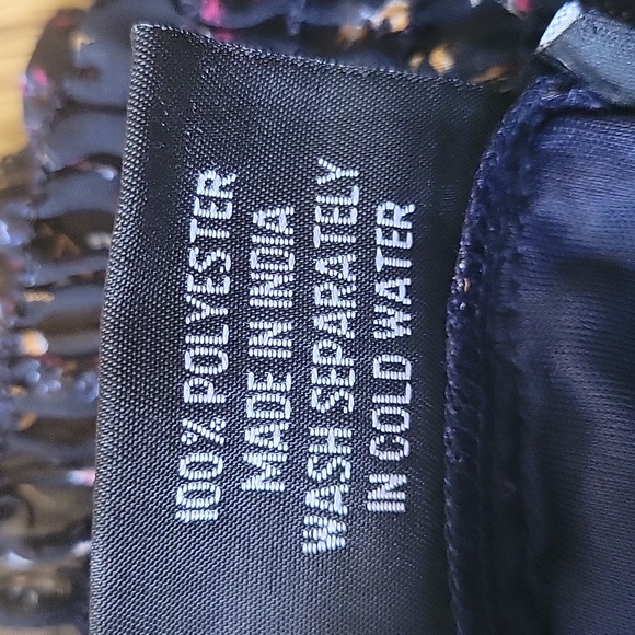 Boheewohee midi cowlneck raffle dress size large navy blue pink yellow - Picture 9 of 16